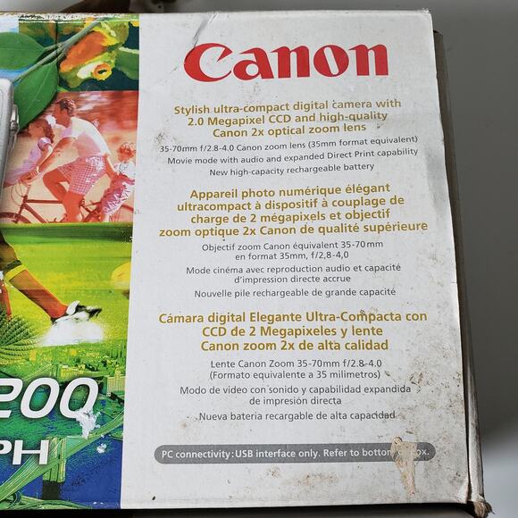 Cannon PowerShot S200 Digital Elph Camera Silver Tested Working Battery Charger - Picture 7 of 8